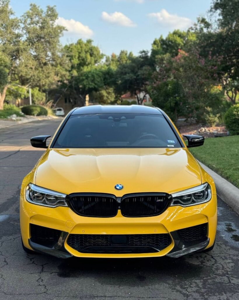 Freshly detailed yellow BMW after a MaxCraft mobile detail in San Antonio, TX
