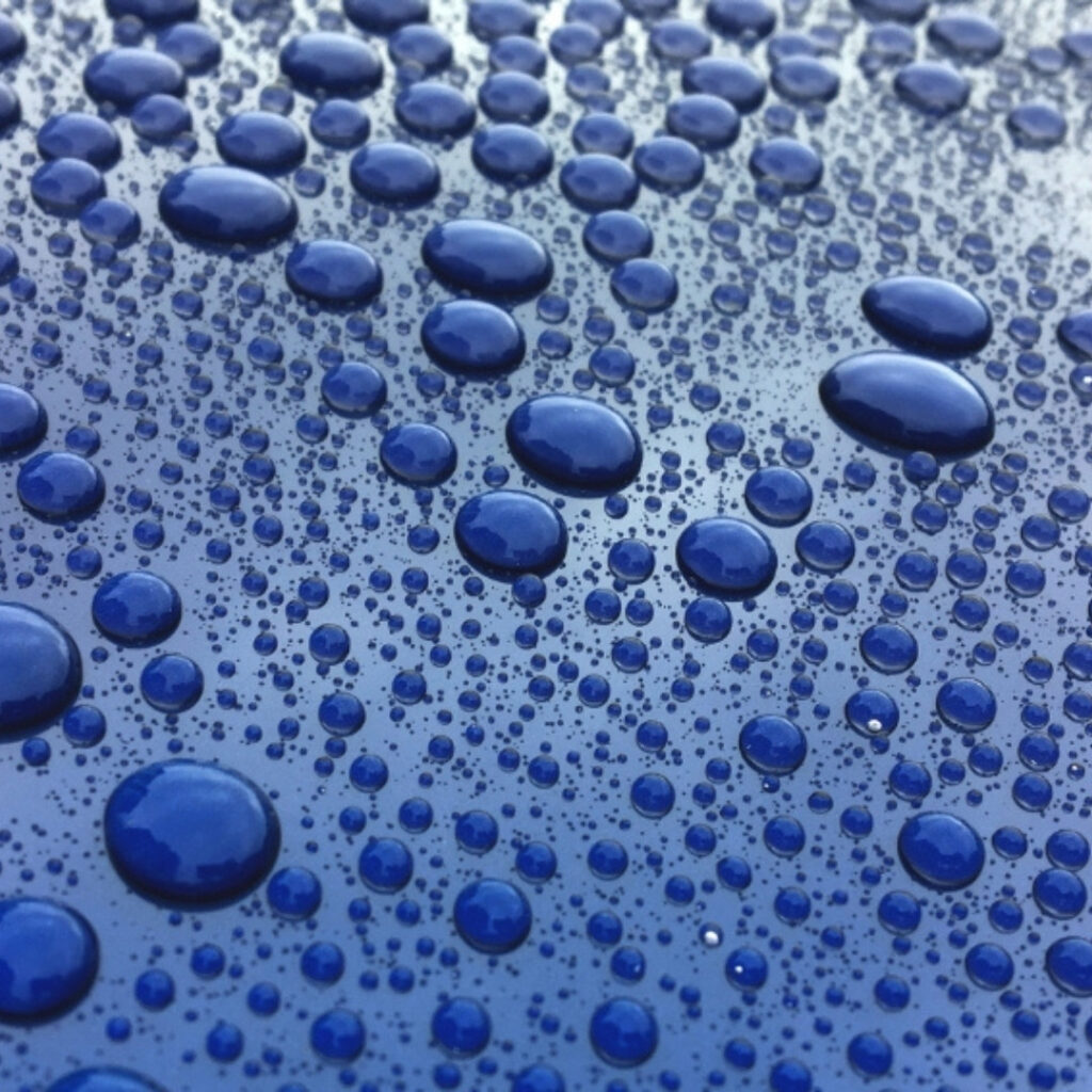 Water beading on paint protected by ceramic coating